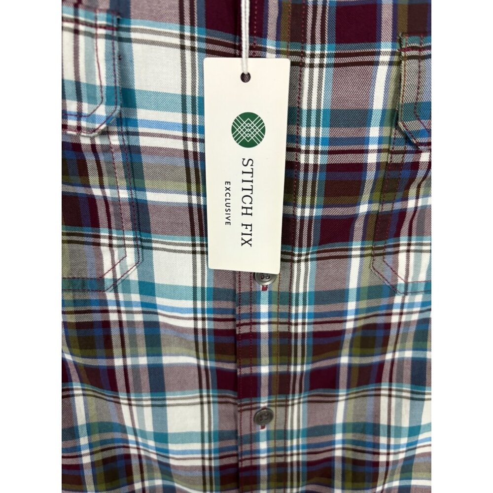 Alesbury Mens Plaid Short Sleeve Pockets Button Up Shirt Medium Multicolor NWT's - Picture 5 of 7